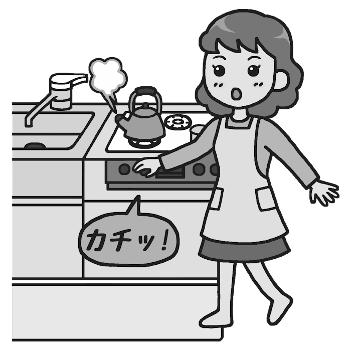 火を消しましょう モノクロ 防災の日の無料イラスト1 秋の季節 行事素材