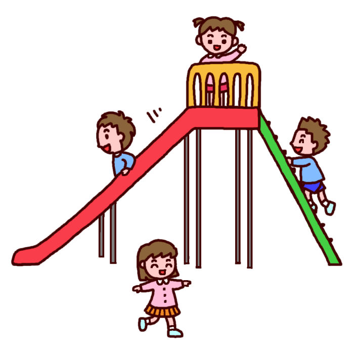 すべり台1 カラー 野外 園庭遊びの無料イラスト 園の生活 保育素材