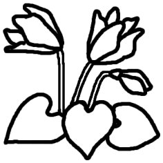 シクラメン 白黒 冬 花 植物の無料イラスト ミニカット クリップアート素材