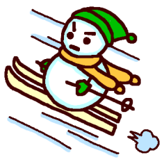 雪だるまのスキー カラー 雪だるまの無料イラスト 冬 ミニカット クリップアート素材