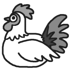 ニワトリ 鶏 モノクロ 鳥の無料イラスト ミニカット クリップアート素材