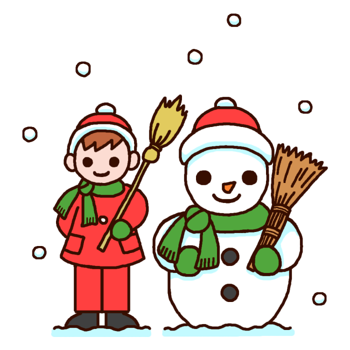 スノーマンと子ども カラー スノーマン クリスマス 無料イラスト素材