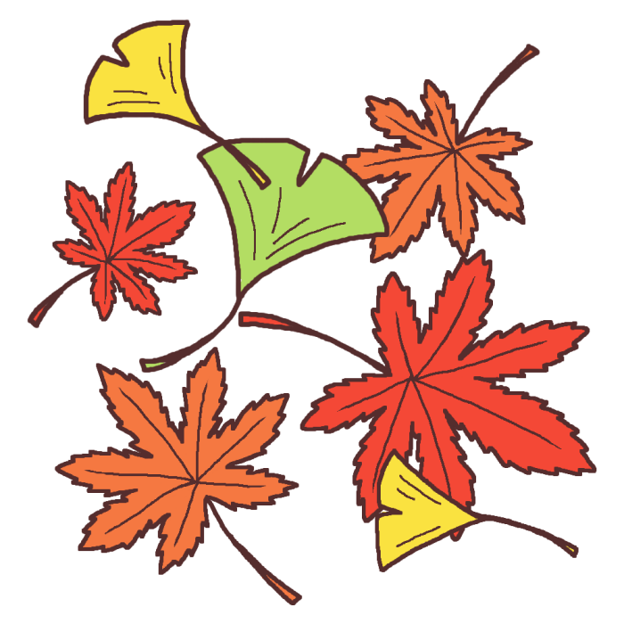 紅葉と銀杏 カラー 秋の無料イラスト 季節素材