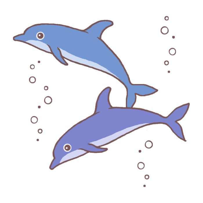 イルカ1 カラー 海の生き物の無料イラスト 夏の季節素材