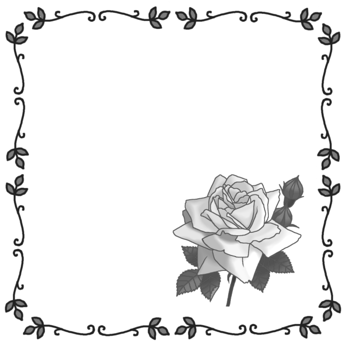 バラ2 モノクロ バラの花 枠 ふきだし 無料イラスト素材