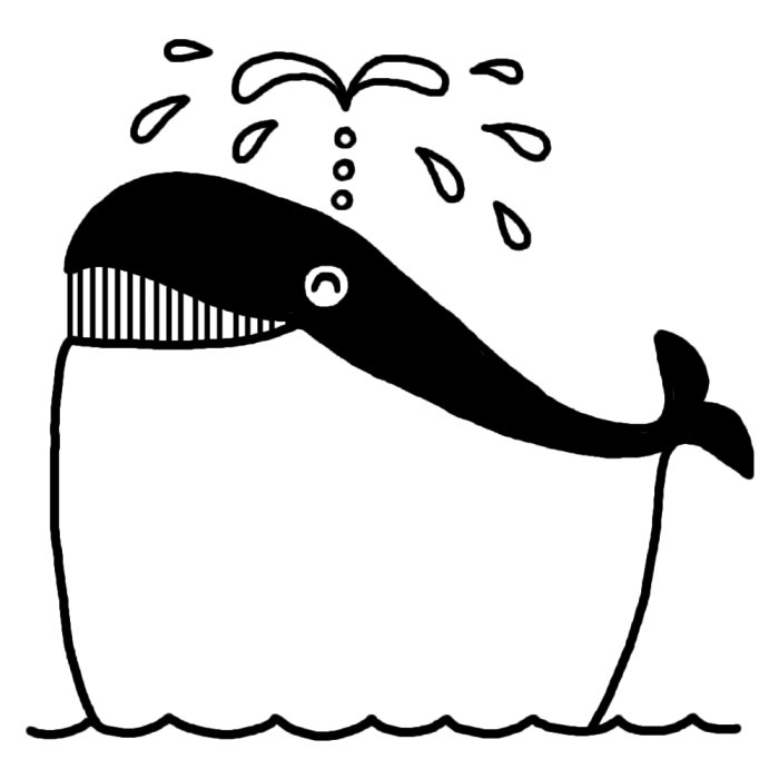 クジラ1 白黒 動物 枠 ふきだしの無料イラスト素材